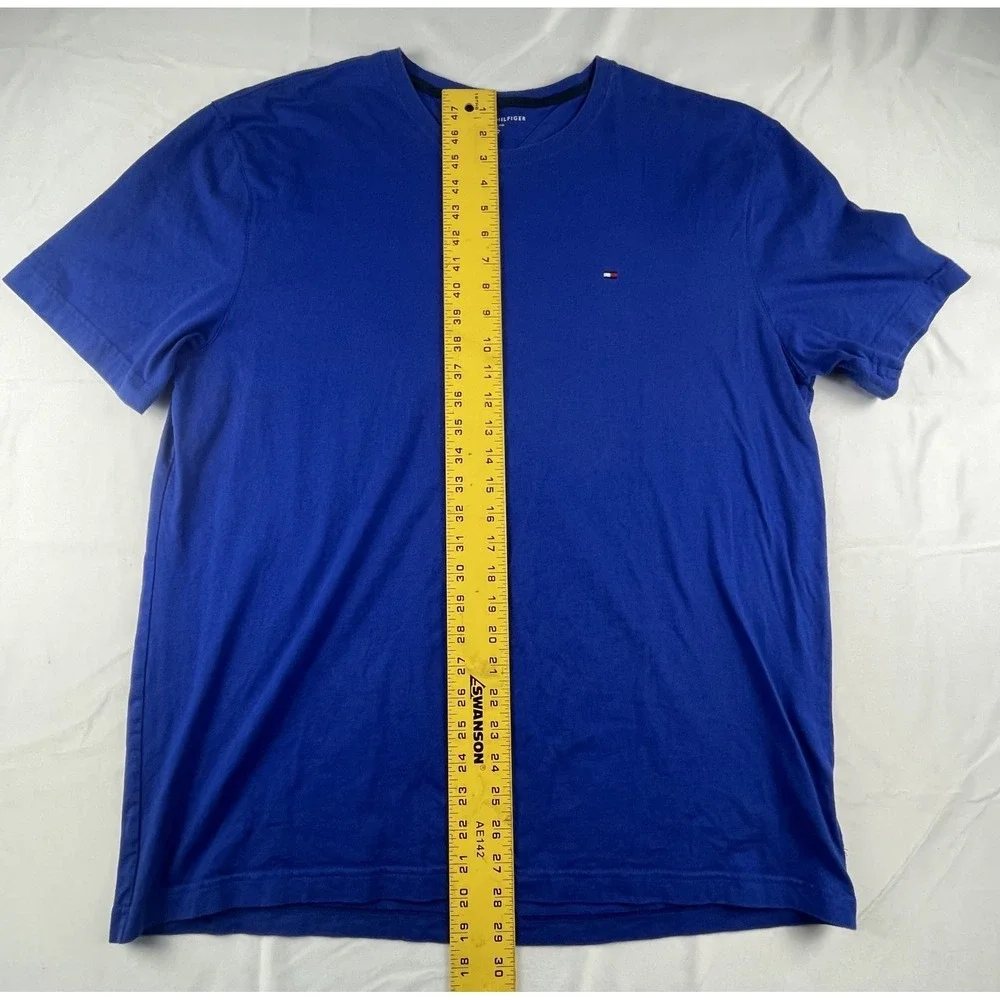 TOMMY HILFIGER T SHIRT MENS XXL BLUE CREW NECK SHORT SLEEVE COTTON LOGO‎
